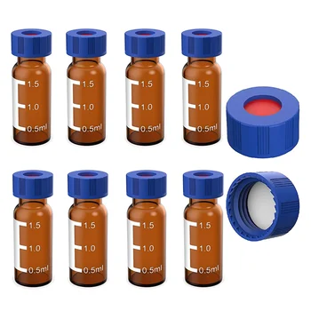 2ML Autosampler Ampulky Pack 100 - HPLC Ampulky 9-425 Amber Fľaštičiek s Modrou korunkových Biela Červená Septa