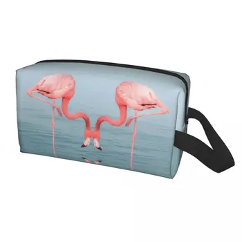 Roztomilý Cestovné Flamingo Vták Toaletná Taška Skladacie Zvierat Kozmetické Make-Up Organizátor Ženy Beauty Skladovanie Dopp Auta Prípade