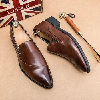 Talianska Značka Oxford pánske Topánky Hnedé Kožené Topánky pánske Formálne Neformálne Obuv Luxusné Štýlové Mokasíny Moccasins