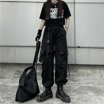 Ženské Y2K Techwear Gotický Odnímateľný Cargo Nohavice Ženy Harajuku Nadrozmerná Vrecká Duté Joggers Nohavice Žena Hippie