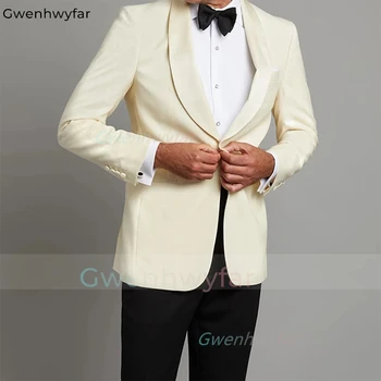 Gwenhwyfar 2023 Štýlových Jedno Tlačidlo 2 Ks pánske Obleky pre Svadobné Groomsmen Prom Party Kostým Homme (Bunda+Nohavice)
