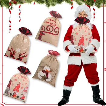 Navidad Šnúrkou Vianočné Tašky Santa Tlačiť Veľké Kapacity Candy Bag Darček Držiteľov Skladovanie Tašky Pre Deti, Nový Rok 2023 Darčeky