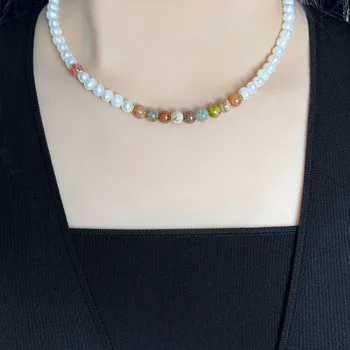 Prírodné Sladkovodné Luxusné Perly Perličiek Náhrdelníky pre Ženy Vintage Pearl Trendy Ženy Choker Šperky, Náhrdelníky