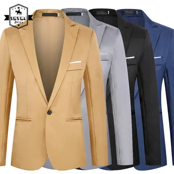 Mens Príčinné Pevné Blejzre Nadrozmerná Klope Slim Montáž Svadobné Office Suit Bundy Muž Voľné Jedinou Prackou Business Coats Jeseň