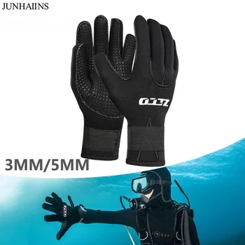 Vodné športy black 3 mm/5 mm Neoprénové rukavice potápanie rukavice lyžiarske kopije podvodné rybárčenie, lov rukavice potápanie