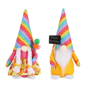 Stolový Strany Dekoratívne Rainbow Narodeniny Gnome Ornament Dekorácie Dodávky T5EF
