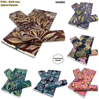 100%Bavlna Zaručiť Skutočnú Afriky Skutočný Vosk Tkaniny Vysokej Kvality mäkké Pagne Flash Zlata Tlač Batik Nigéria Ankara Vosk Textílie