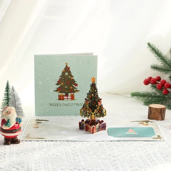 Vianočné 3D Pop-Up, Pohľadnice, Obálky Post Karty Na Narodeniny, Vianoce a Šťastný Nový Rok Party Dekorácie Dodávky