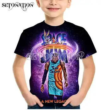 Kawaii Space Jam 2023 chlapci detský 3D Tlač Us T-shirt O-neck Tričko Rukáv deti Oblečenie Bežné narodeniny letné Topy