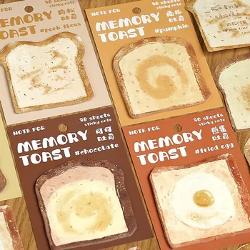 30PCS Vintage Roztomilý Toast Chlieb Poznámok Študent Memo Pad Správu Papierový poznámkový blok, Písacie potreby Dodávky Office Príslušenstvo