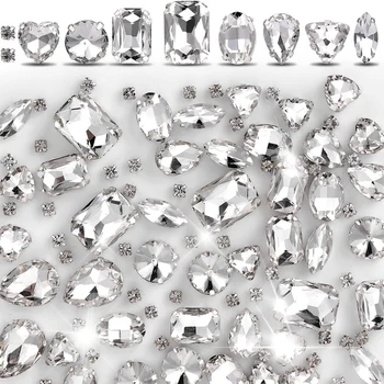 50PCS Crystal Kamienkami Sklo Kamene Lesk Drahokamov Ploché Späť Brilliant Mix Tvar Kamienkami na Oblečenie, Topánky Dekorácie