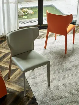 Nordic Light luxusné operadlo stoličky jednoduché moderná Kaviareň Reštaurácia stolice, taliansky čisté červené kožené sedlo jedálenské stoličky pre domácnosť
