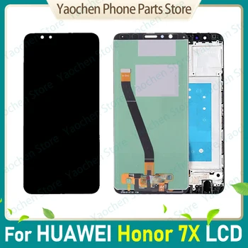 Pre HUAWEI Honor 7X BND L21 L22 L24 L31 L2 L34 AL00 LCD displej s montážou predné prípade, dotykové skla, originálne Čierna Biela