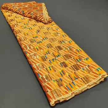 Luxusné Afriky nežnej čipky textílie Orange Lesk 2023 kvalitné Afriky čipky textílie francúzskej čipky textílie Nigérijský textílie 5 dvore