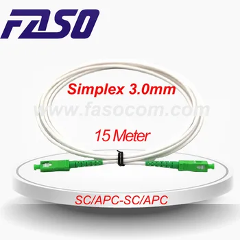 FASO 15 m SC/APC-SC/APC SM G657A2 SX Core 3.0 mm Priemer Bielu Mliečnu LSZH Bunda Optický Patch Kábel