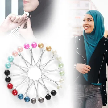 12PCS Multicolor Šatku Pearl Kolíky Klipy Brošňa Kolíky Hidžáb Šatku Klipy Moslimských Arabská Islamská Šatka Príslušenstvo Ženy Šperky