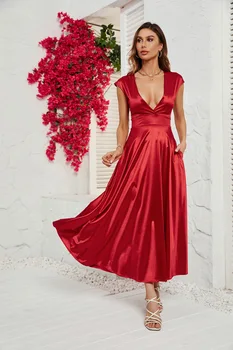 Červená tvaru Slim Pokrytý Celý Sukne dámske 2023 Solid Farba Hot Sladké Sexy Elegantné Midi Šaty Dropshipping Veľkoobchod Č. 801