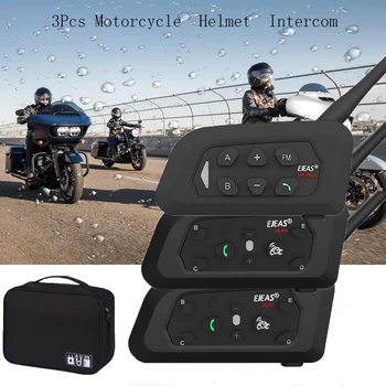 EJEAS 3 Ks Moto Intercom+1Pc Kufor na Motocykel, Helmy, Telefóny Bluetooth 5.1 palubného telefónu Headset