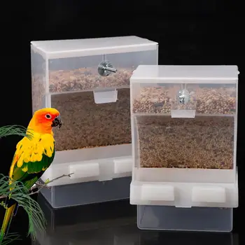 1 Nastavte Bird Food Box Dual Mriežky Skrutky Upevňovacie Kŕmenie Papagáj Visí Automatický Podávač Vták Jedlo Kontajner Nádvorie Dodanie