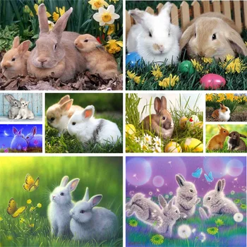 Zviera Pet Bunny Maľovanie Podľa Čísel, Kompletná Sada Olejových Farieb 40*50 Plátno Na Maľovanie Loft Stene Obraz Pre Deti Veľkoobchod Wall Art