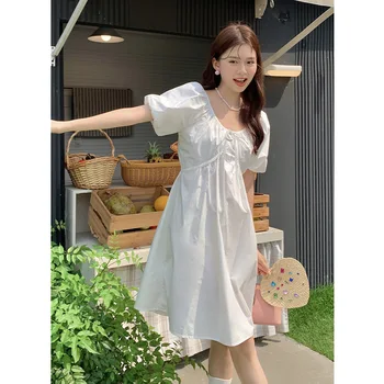 Letné nový kórejský verzia fashion temperament prvá láska nosenie farbou krajky-up tenké lístkového rukáv šaty