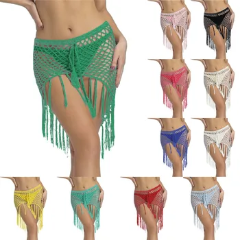 Dámske Letné Bežné Ručné Háčkovanie Plážové Sukne Bikini Kryt Sukne Duté Strapec Fishtail Sukne