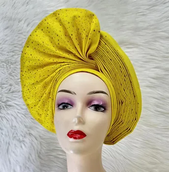 vysoká kvalita afriky headtie turban nigérijský aso oke textílie moslimských pokrývku hlavy gele hlavu zábal sego headtie