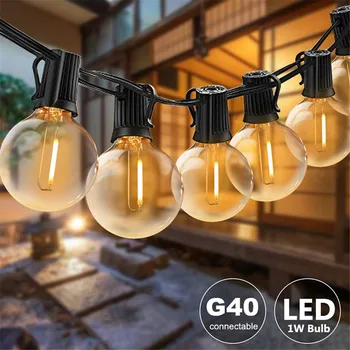 LED G40 vonkajšej Terase String Svetlá LED Jasné Svete Žiarovky, Teplé Prostredie Vonkajšie Svetlá pre Bistro Pergola Stany Altánok Dekor