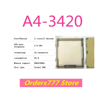 Nové dovezené pôvodné A4-3420 3420 CPU, 2 jadrá 2 závitov 2.8 GHz, 65W 32nm DDR3 R4 kvality FM1