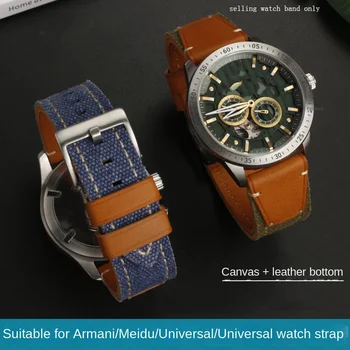 Nový nylon popruh je vhodný pre CASIO /OBČAN/IWC/Panerai univerzálny plochý plátno hodinky s koženým spodnej časti reťazca 22 mm 24 mm