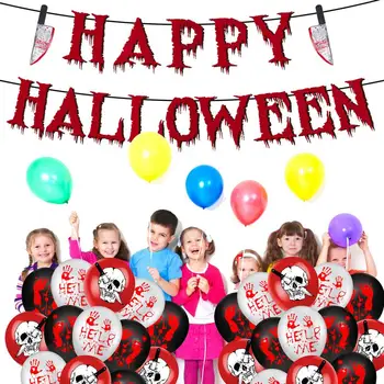 Halloween Balóny, Dekorácie Krvavé Tematické Dekorácie Auta Krvavé Tematické Šťastný Halloween Balón Banner Držiak S Cupcake