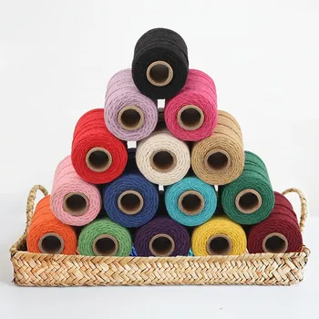 100 M/Roll 2 mm Bavlnené Lano Farebné Motúzov Macrame Kábel Lano String Niť DIY Remesiel Pletená Twisted Bavlna bytový Textil Dekor