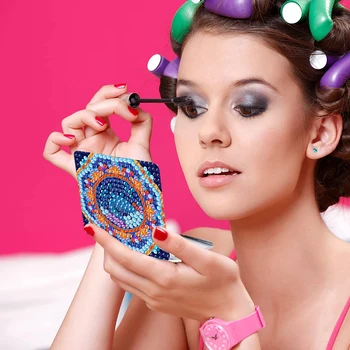 DIY Crystal Diamond Zrkadlo Prenosné Veľryba Diamond Umelecké Mozaiky make-up Zrkadlo Umelecké Remeslo Nastaviť Farba Číslo Súpravy pre Dospelých a Deti