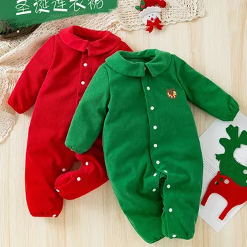 Novorodenca Unisex Dieťa, Chlapec, Dievča Vianočné Tlačidlo Romper Kombinézu Farbou Jumpsuit Oblečenie, Oblečenie Na 6 Mesiacov Dievča Oblečenie