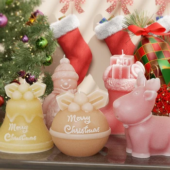 3D Vianočné Snehuliak Jeleň Bell Silikónové Sviečka Formy HOBBY Ručné Aromaterapia Sadrové Živice Remesiel Robiť Domáce Vianočné Dekorácie
