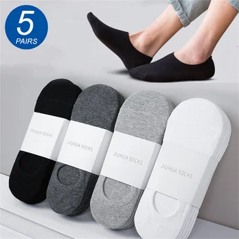 5 Párov Nízky Rez Bavlnené Ponožky pre Podnikanie Mužov Čierna Biela Šedá Neviditeľné Športové Ponožky Muž Krátke Ponožky Ženy