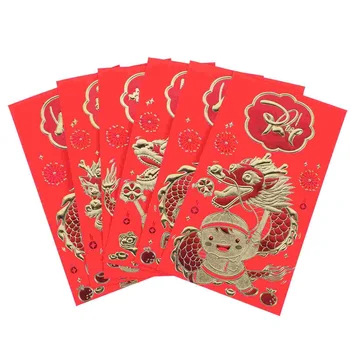 6 Ks Čínske Červené Obálky Festival Obálky Tisíc Jenov Lunárny Nový Rok Darčekový Papier