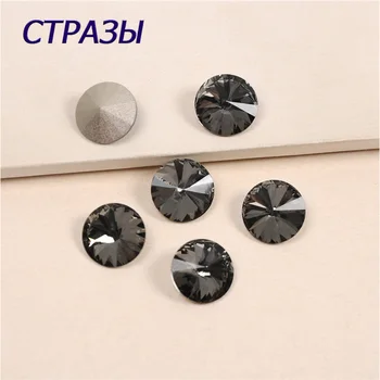 CTPA3bI Black Diamond Kamienkami Rivoli Kolo Nechty Umenie Oblečenie Kúzlo 3D Dekorácie Sladké Odev, Šperky Komponent Príslušenstvo