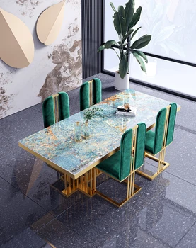 Postmoderných luxusné rock tanier jedálenský stôl a stoličky kombinácia high-end obdĺžnikový jedálenský stôl v domácej reštaurácii