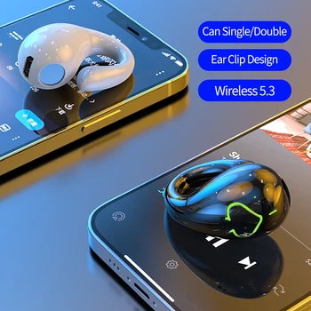 Bluetooth5.3 Uchu Slúchadlá Nepremokavé Potlačením Hluku Bezdrôtový Ucho Klip Headset 6h Lka Clip-on Slúchadlá Pre Šport Beh