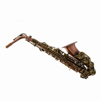 Rozšírené double-barreled alto Eb s červeným starožitné telo a zelená starožitné klávesy, Saxofón SAX