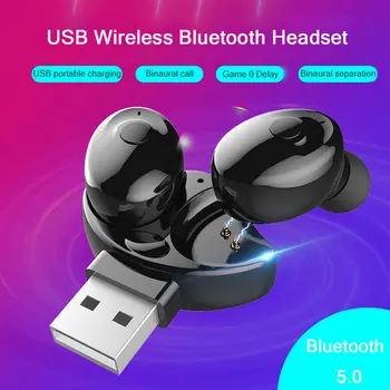 TWS 5.0 Bezdrôtové Bluetooth Slúchadlá USB Nabíjanie Mini Earsets Stereo Slúchadlá Auto Frézovanie Športové Nepremokavé Eabuds In-Ear