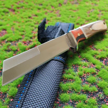 Drevená Rukoväť 440C nôž z Nerezovej Ocele Camping Rovný Nôž Vonkajšie Taktické Self-defense Pevnou Čepeľou Noža