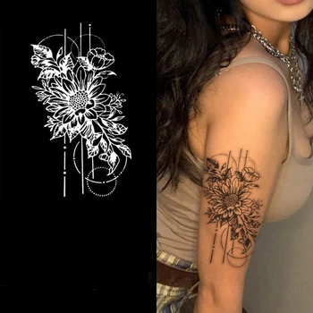 Geometrické Kvet Totem Umenie Nepremokavé Šťavy Tetovanie Samolepky pre Ženu, Muža, Sexy Rameno Falošné Tetovanie Tela Dočasné Tetovanie Veľkoobchod