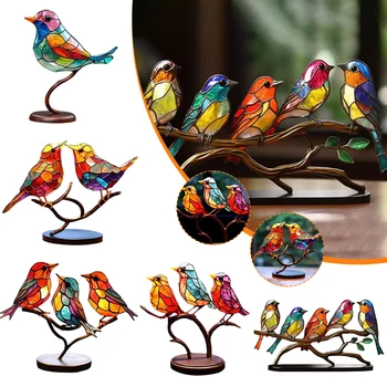 Desktop Vtákov Sôch, Umeleckých Remesiel Pestrofarebných Vtákov Znečistený Akryl Vtákov, Sošky Zvierat Interiéru Art Decor Pre Domáce Kancelárie Štúdia