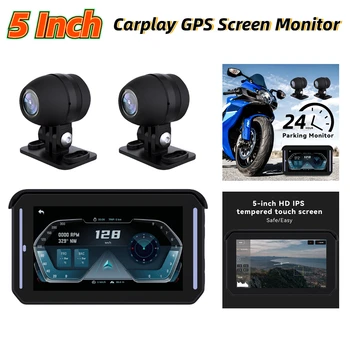 5-Palcové GPS Obrazovku Monitora G-Sensor Bezdrôtový Carplay Android Auto Záznamník Kamery na Záznam Zvuku Motocykla Sledovať GPS Sledovanie