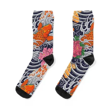Koi Ryby a Kvetinový Vzor Ponožky Ponožky s potlačou obyčajné ponožky muži Ženy ponožky