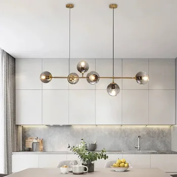 Moderné Sklenené Led Luster Osvetlenie Nordic Dekorácie Kuchyňa, Jedáleň Strop Lustre Black Závesné Svetlo Domov Zariadenia