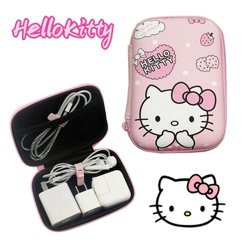 Sanrio Hello Kitty Dátový Kábel Úložný Vak Roztomilé Anime Prenosné Slúchadlo Organizátor puzdra Digitálny USB Pevný Disk Ochrany Taška