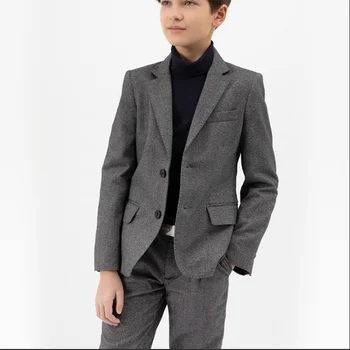 Boutique Oblek Chlapcov Dva Kusy Nastaviť 2023 Nové Sivá Kvalitnú Módu Gentleman Pekný Detí a Mládeže Oblečenie